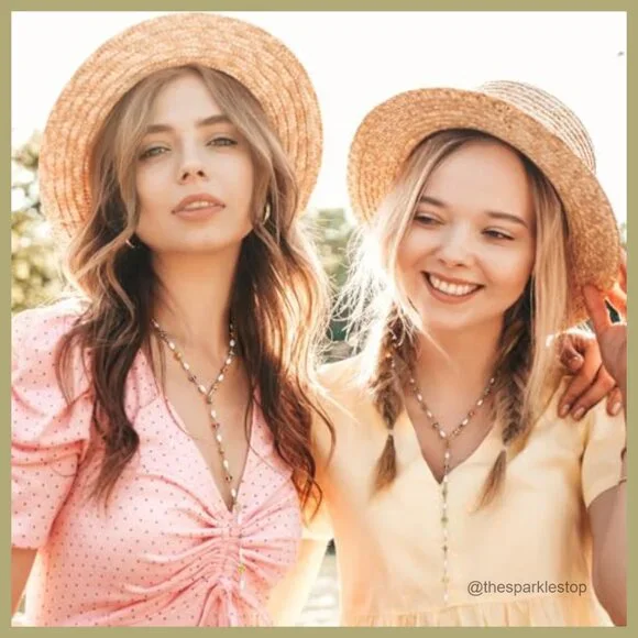 14K Gold Y-Shaped Necklace, Dainty Long Layered Chain Drop - Picture 7 of 7